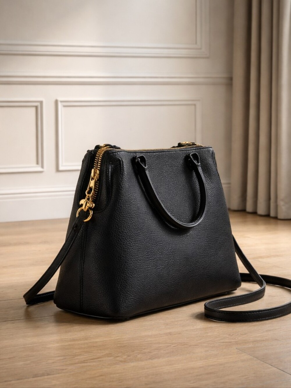 Kate Spade Carli Grove Street Satchel Pebbled Leather Zipper Pocket Dual Handles
